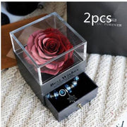 Eternal Flower Rose Rose pink2pcs Eternal Flower Rose Jewelry Box for Valentines Day