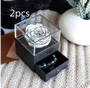 Eternal Flower Rose White green2pcs Eternal Flower Rose Jewelry Box for Valentines Day