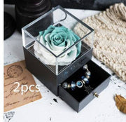 Eternal Flower Rose White2pcs Eternal Flower Rose Jewelry Box for Valentines Day