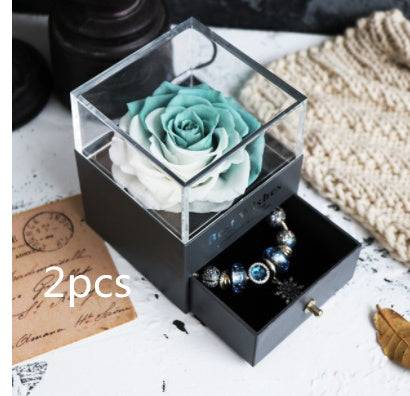 Eternal Flower Rose White2pcs Eternal Flower Rose Jewelry Box for Valentines Day