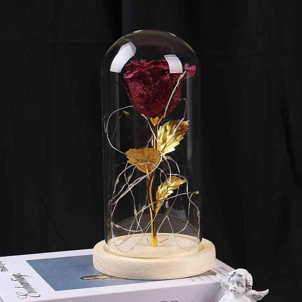 Eternal Rose Flowers LED Light In Glass Eternal Rose Flowers LED Light In Glass Cover