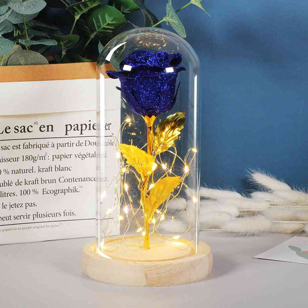 Eternal Rose Flowers LED Light In Glass Eternal Rose Flowers LED Light In Glass Cover