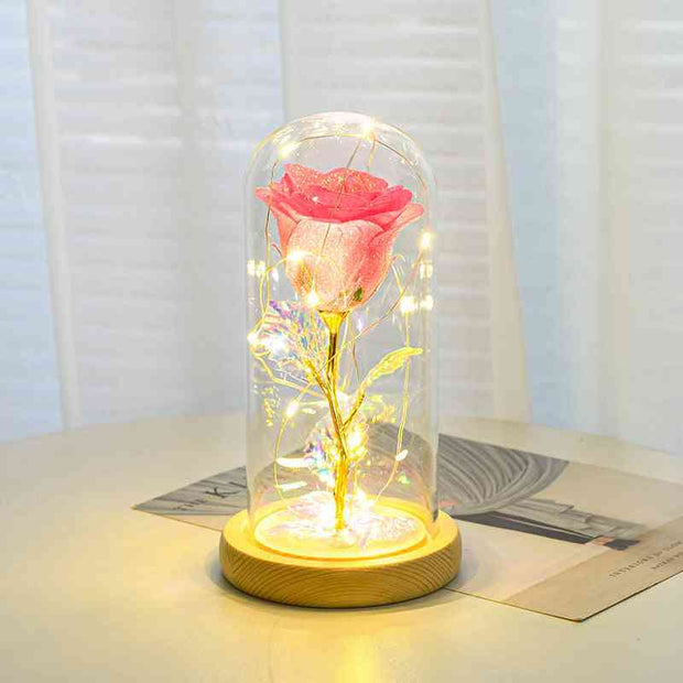 Eternal Rose Flowers LED Light In Glass Eternal Rose Flowers LED Light In Glass Cover