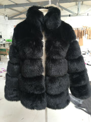 Faux fox fur coat Black / L Ladies Faux fox fur coat