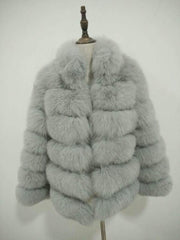 Faux fox fur coat Grey / L Ladies Faux fox fur coat