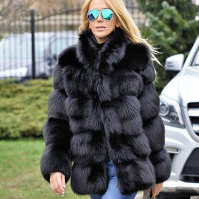 Faux fox fur coat Ladies Faux fox fur coat