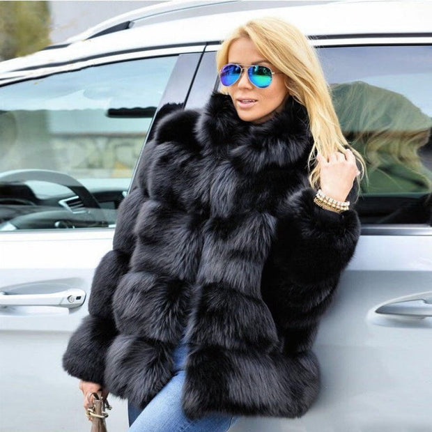 Faux fox fur coat Ladies Faux fox fur coat