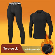 Fleece-lined Quick-drying Tights Magic Black Fleece  lined Suit / 3XL Tights Men's Winter Fleece-lined Quick-drying Warm Keeping Sports Underwear Base High Elastic Training Running Outfit