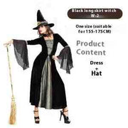 Girl Halloween costumes Long black dress W2 / One size Girl Halloween Costumes