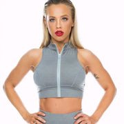 Gray / Bust-79-91cm/31.10-35.82in, Length-32cm/12.59in Sport Top Women Breathable Yoga Gym Top Woman