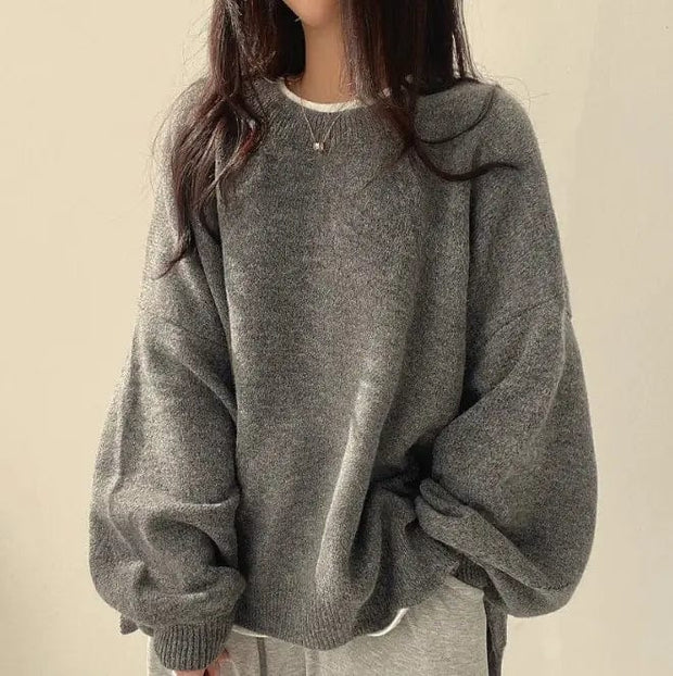 Gray Woman Loose Sweater