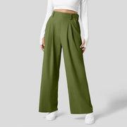 Green / Extra Extra Large Solid Wide Leg Pants For Woman Work Business