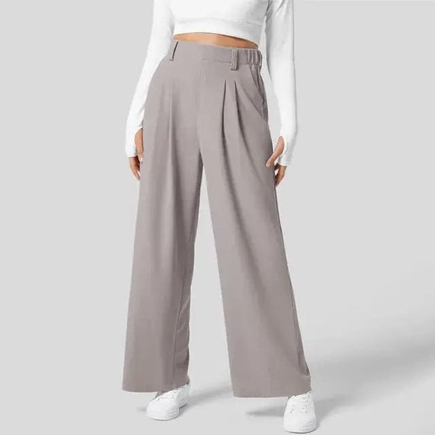 Grey / Extra Extra Large Solid Wide Leg Pants For Woman Work Business