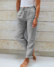 Grey / Medium Linen Pants For Woman