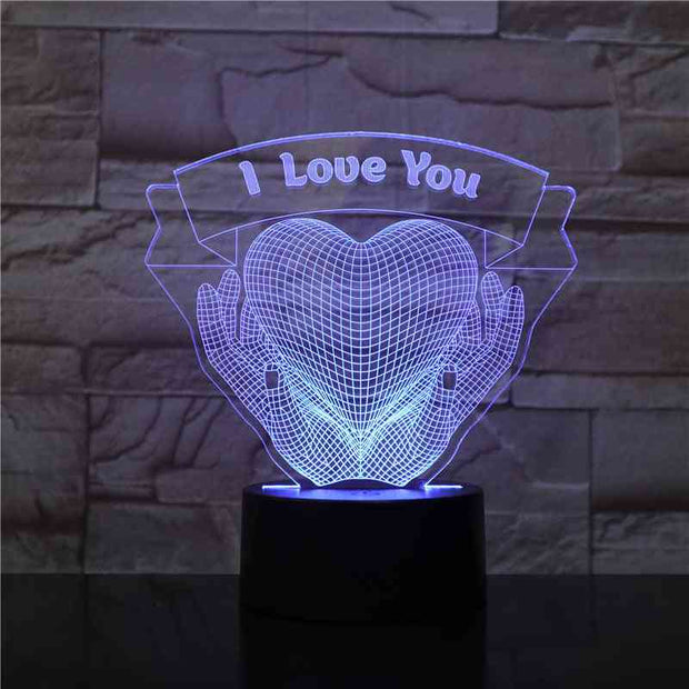 Hands Holding Love 7color / No Remote control Valentines Day Gift Hands Holding Love 3D Night Light