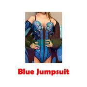 Ladies Fashion Personality Butterfly Cat Just the blue onesie / L Ladies Fashion Personality Butterfly Catwalk Costumes