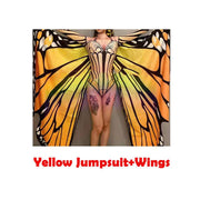 Ladies Fashion Personality Butterfly Cat Yellow bodysuit and wings / L Ladies Fashion Personality Butterfly Catwalk Costumes