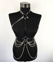 Leather belt chain costumes accessories Black Leather belt chain costumes accessories