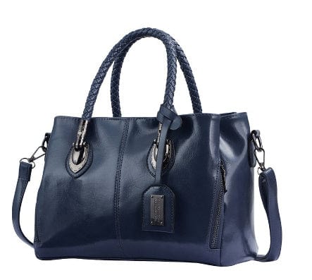 leather luxury handbags Blue / Q1pc Women Vintage Oil Wax leather luxury handbags