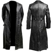 Leather Trench Coat Black / 4XL Black Leather Trench Coat