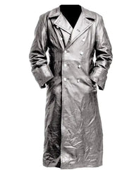 Leather Trench Coat Silver / L Black Leather Trench Coat