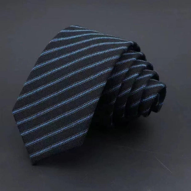 Men's Business Fashion Striped Solid Col Blue On Black Ground Thickened Sanded Fabric Hand Hit Men's Business Fashion Striped Solid Color Tie Cotton Formal Wear