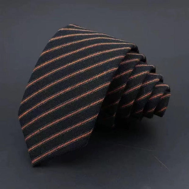 Men's Business Fashion Striped Solid Col Orange On Black Background Thickened Sanded Fabric Hand Hit Men's Business Fashion Striped Solid Color Tie Cotton Formal Wear