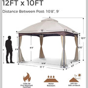 Metal Gazebo Beige Soft-topped Metal Gazebo With Mosquito Nets And Sun Blinds