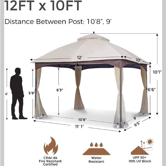 Metal Gazebo Beige Soft-topped Metal Gazebo With Mosquito Nets And Sun Blinds