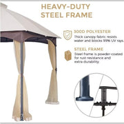 Metal Gazebo Beige Soft-topped Metal Gazebo With Mosquito Nets And Sun Blinds