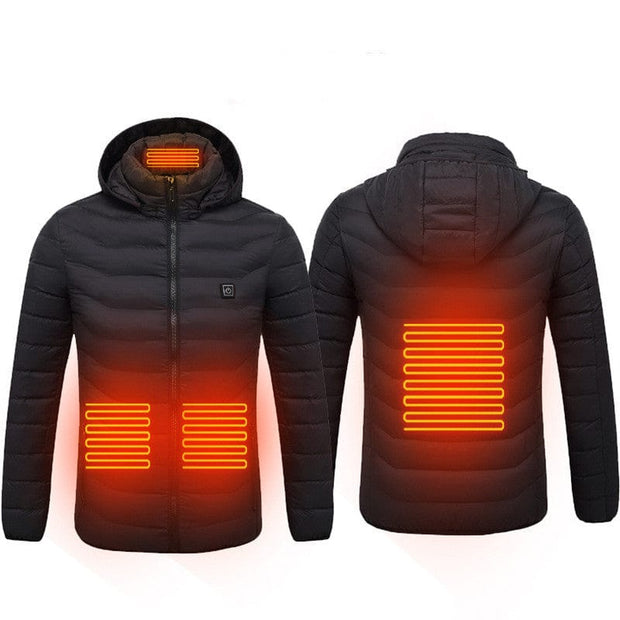 New Heated Jacket Black Zone4 / 2XL New Heated Jacket Coat USB Electric Jacket Cotton Coat Heater Thermal Clothing Heating Vest Men's Clothes Winter