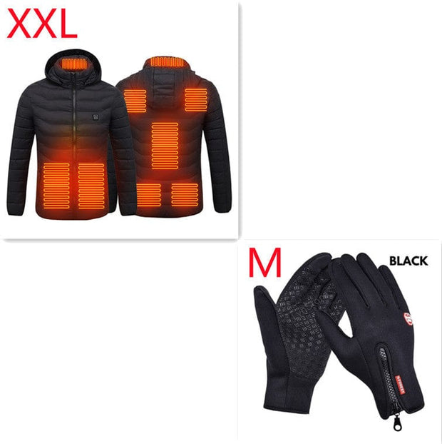 New Heated Jacket Black Zone8 Set / 2XL New Heated Jacket Coat USB Electric Jacket Cotton Coat Heater Thermal Clothing Heating Vest Men's Clothes Winter