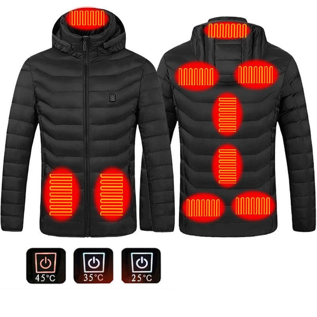 New Heated Jacket Black Zone9 / 2XL New Heated Jacket Coat USB Electric Jacket Cotton Coat Heater Thermal Clothing Heating Vest Men's Clothes Winter