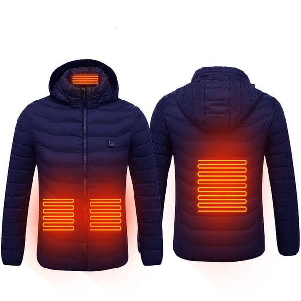 New Heated Jacket Blue Zone4 / 2XL New Heated Jacket Coat USB Electric Jacket Cotton Coat Heater Thermal Clothing Heating Vest Men's Clothes Winter