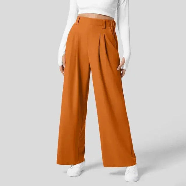 Orange / Extra Extra Large Solid Wide Leg Pants For Woman Work Business