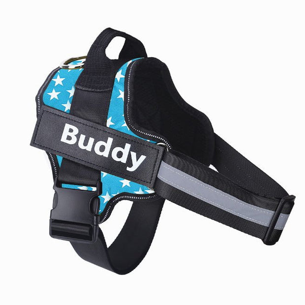 Personalized Dog Harness Blue and stars / Baby1 Personalized Dog Harness NO PULL Reflective Breathable Adjustable Pet Harness Vest For Small Large Dog Custom Patch Pet Supplies