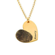 Personalized Fingerprint Necklace Gold Personalized Fingerprint Necklace Valentines Day Gift