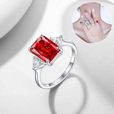 Rhinestone Ring S925 Colorful Rectangular Rhinestone Ring Fashion Love Rings For Women