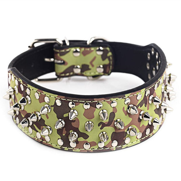 Rivet Dog Collar Camouflage / L Bullet Nail Pet Medium And Large Rivet Dog Collar