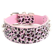 Rivet Dog Collar Pink Leopard Print / L Bullet Nail Pet Medium And Large Rivet Dog Collar