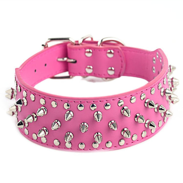 Rivet Dog Collar Rose Red / L Bullet Nail Pet Medium And Large Rivet Dog Collar