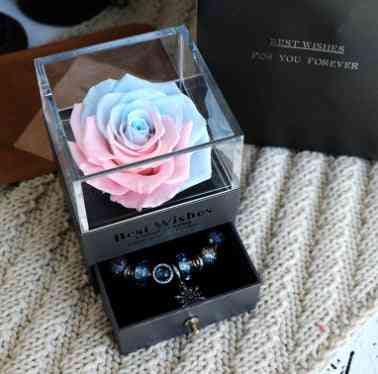 Rose Jewelry Valentines Day Gift Jewelry box / Pink Blue Rose Rose Jewelry Valentines Day Gift