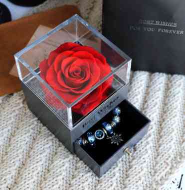 Rose Jewelry Valentines Day Gift Jewelry box / Red rose Rose Jewelry Valentines Day Gift