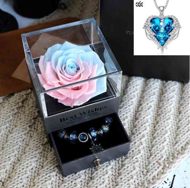 Rose Jewelry Valentines Day Gift Pink blue / Blue Rose Jewelry Valentines Day Gift