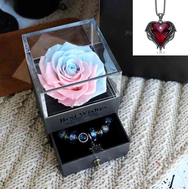 Rose Jewelry Valentines Day Gift Pink blue / Red Rose Jewelry Valentines Day Gift