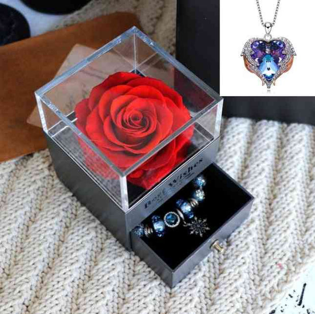 Rose Jewelry Valentines Day Gift Red / Purple gold Rose Jewelry Valentines Day Gift