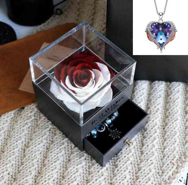 Rose Jewelry Valentines Day Gift Red white / Purple gold Rose Jewelry Valentines Day Gift