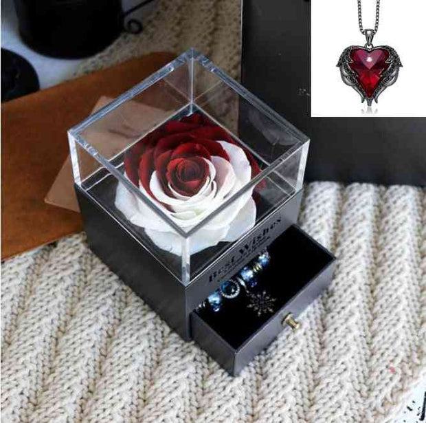 Rose Jewelry Valentines Day Gift Red white / Red Rose Jewelry Valentines Day Gift