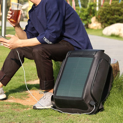 Solar USB charging Backpack Black Solar USB charging Backpack