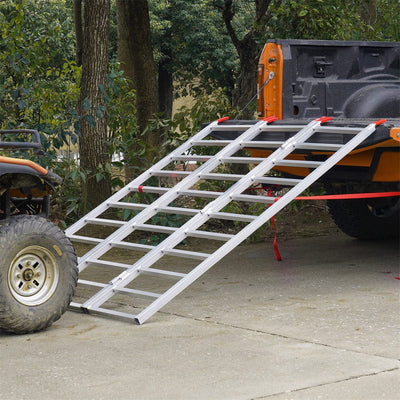 Tri-Fold Aluminum Loading Ramp White VEVOR Tri-Fold Aluminum Loading Ramp 1500 Lbs 77in X 54in For Tractors ATVs UTVs